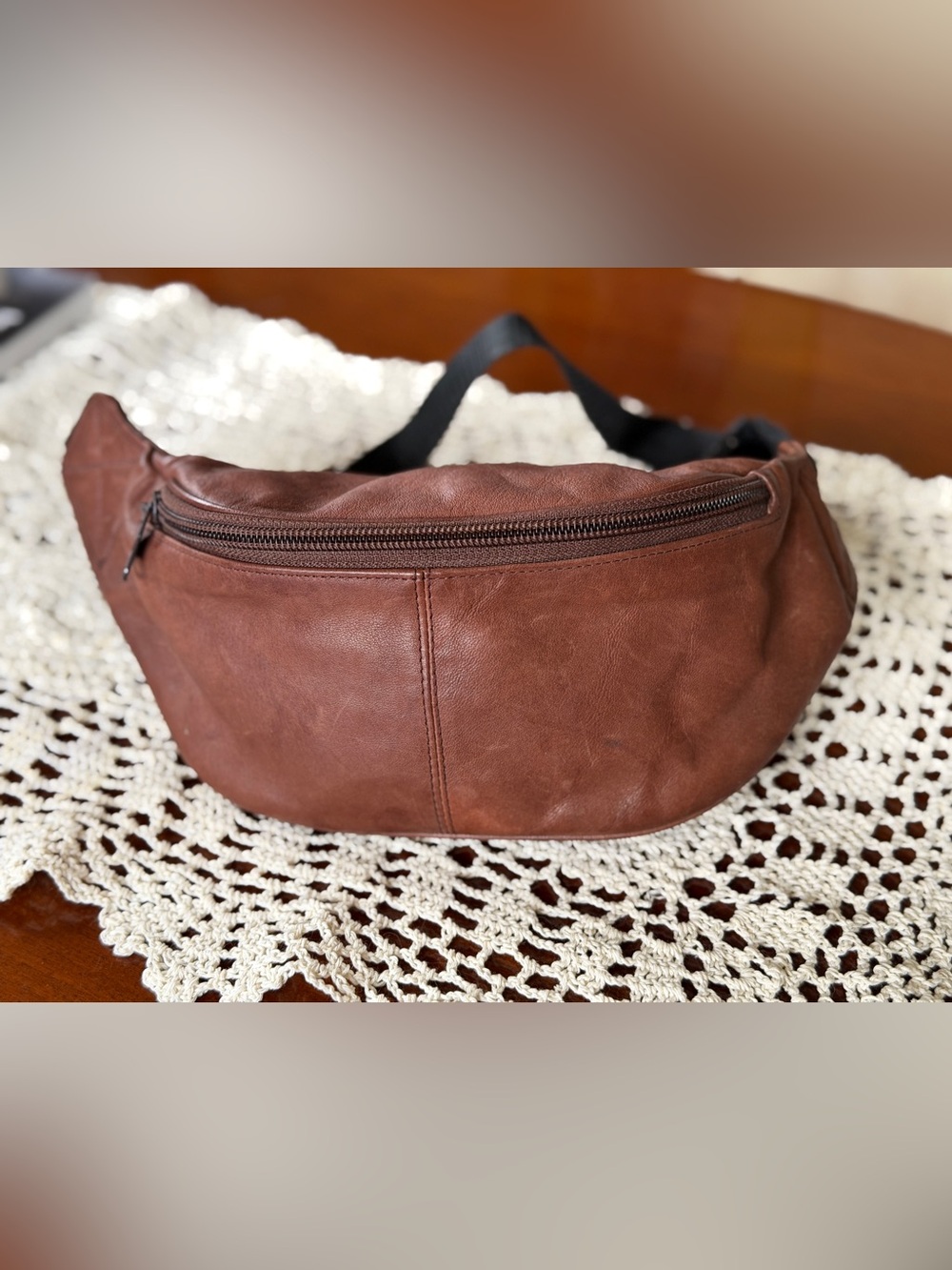 Vintage Mundi Genuine Leather Brown Belt Bag Fanny Pack